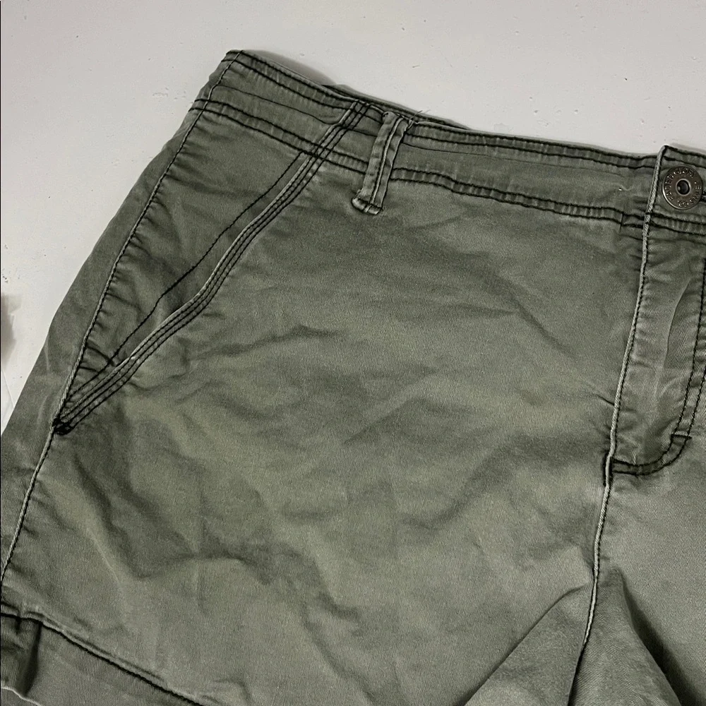 Vintage Faded Glory Sz 18 Stretch Army Green Denim Jean Shorts